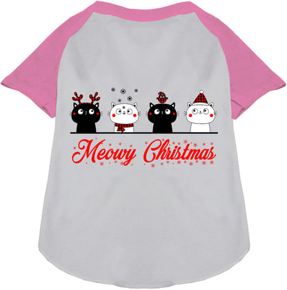 Meowy Christmas Pet Raglan Shirt
