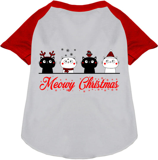 Meowy Christmas Pet Raglan Shirt