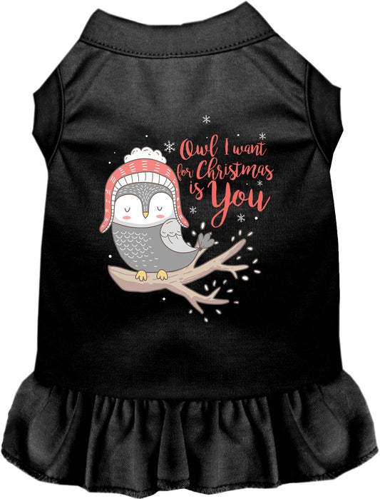 Owl I Want For Christmas Pet Dress