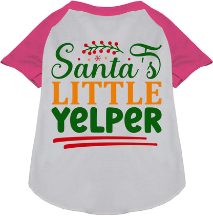 Santa's Little Yelper Pet Raglan Shirt