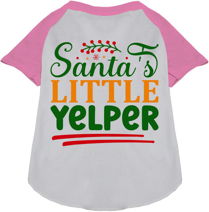 Santa's Little Yelper Pet Raglan Shirt
