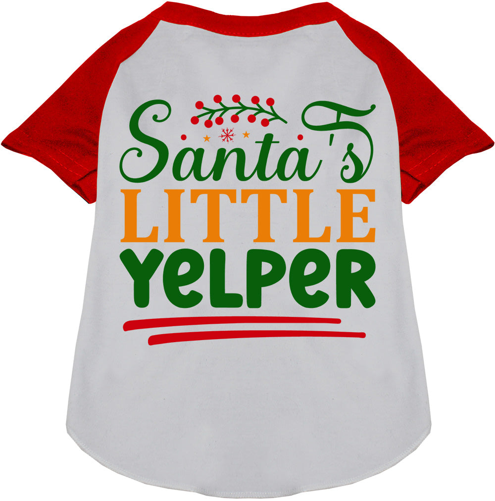 Santa's Little Yelper Pet Raglan Shirt
