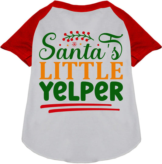 Santa's Little Yelper Pet Raglan Shirt