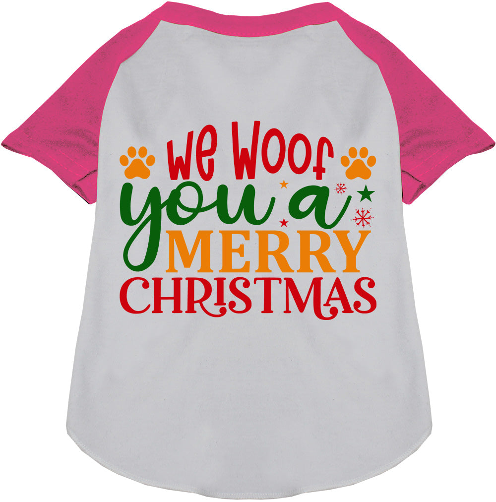 We Woof You a Merry Christmas Pet Raglan Shirt