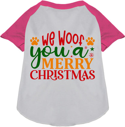 We Woof You a Merry Christmas Pet Raglan Shirt