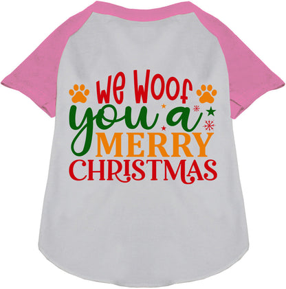 We Woof You a Merry Christmas Pet Raglan Shirt