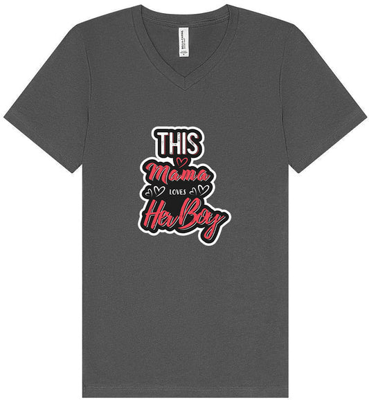 This Mama Loves Her Boy Unisex V-Neck Shirt