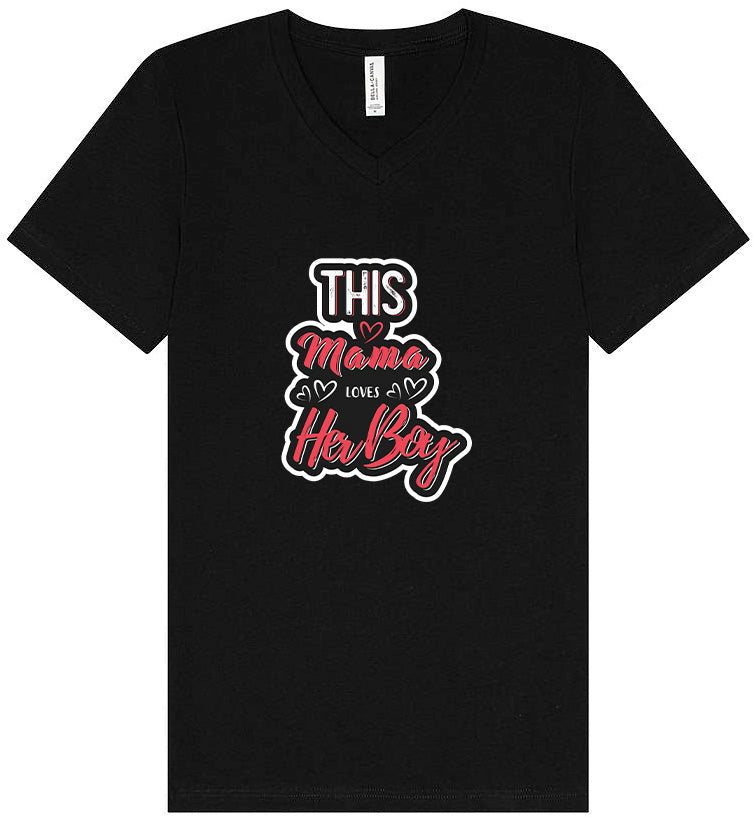 This Mama Loves Her Boy Unisex V-Neck Shirt
