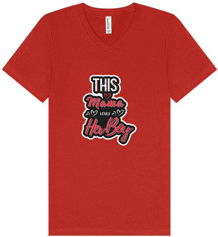 This Mama Loves Her Boy Unisex V-Neck Shirt