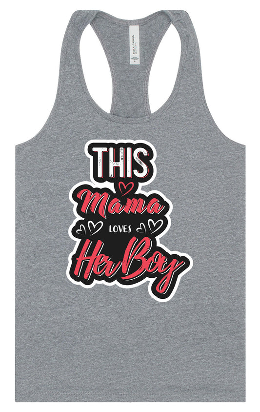 This Mama Loves Her Boy Women's Racerback Tank
