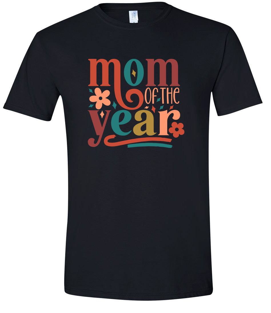 Colorful Mom of the Year Adult Gildan Soft Shirt