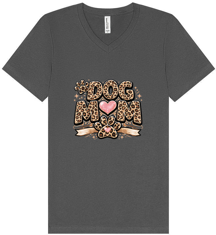 Leopard Print Dog Mom Unisex V-Neck Shirt