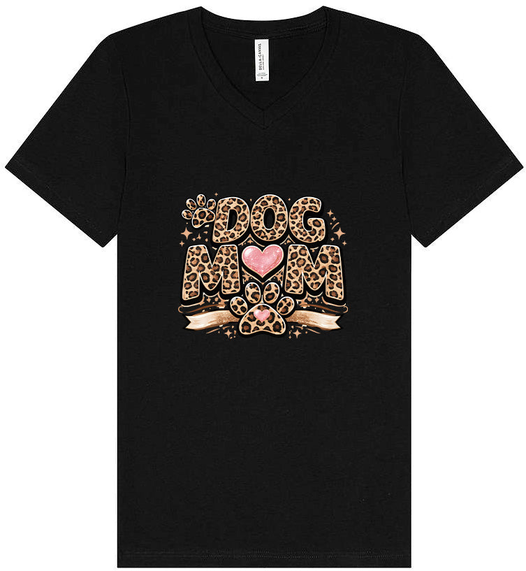 Leopard Print Dog Mom Unisex V-Neck Shirt