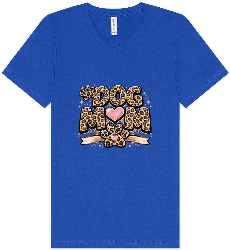 Leopard Print Dog Mom Unisex V-Neck Shirt
