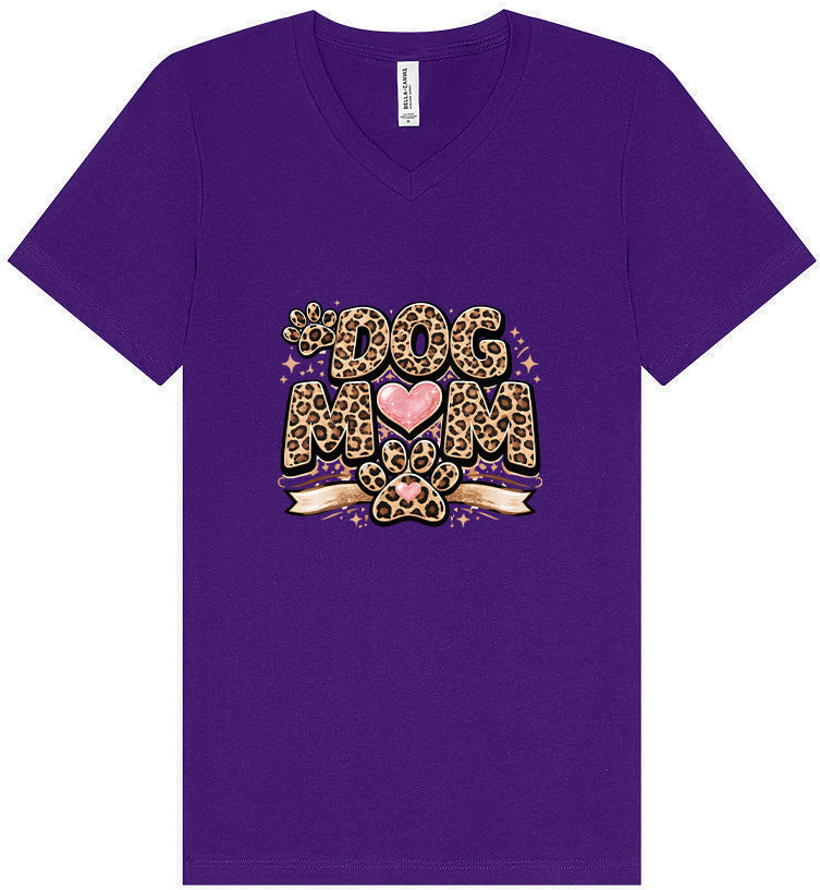 Leopard Print Dog Mom Unisex V-Neck Shirt