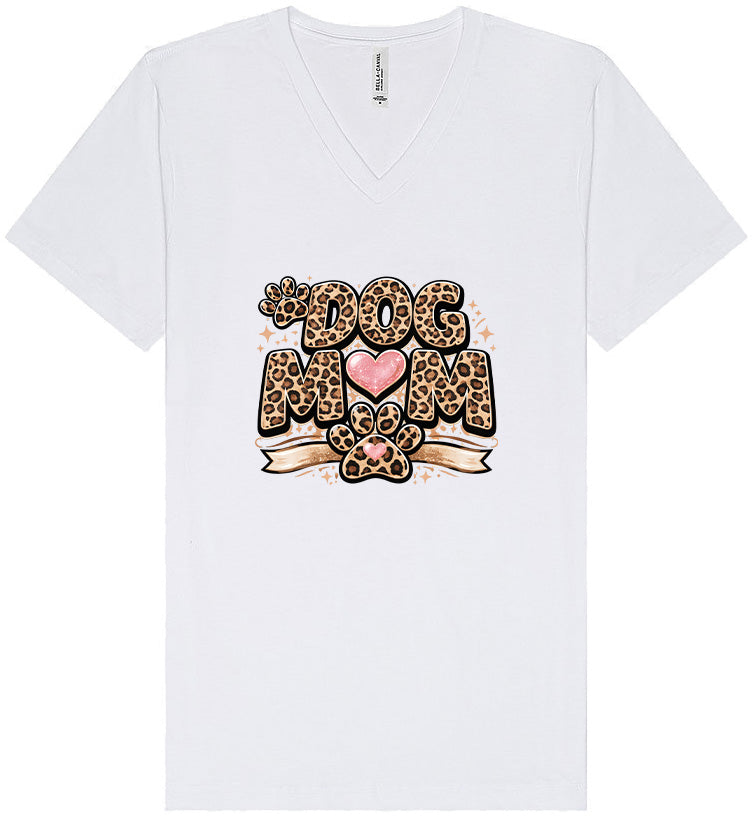 Leopard Print Dog Mom Unisex V-Neck Shirt