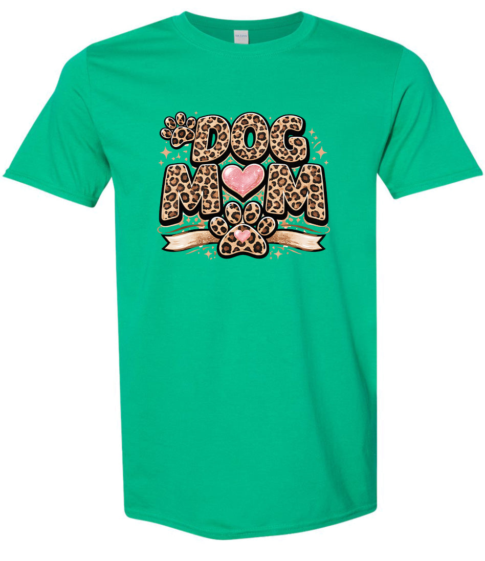 Leopard Print Dog Mom Adult Gildan Soft Shirt