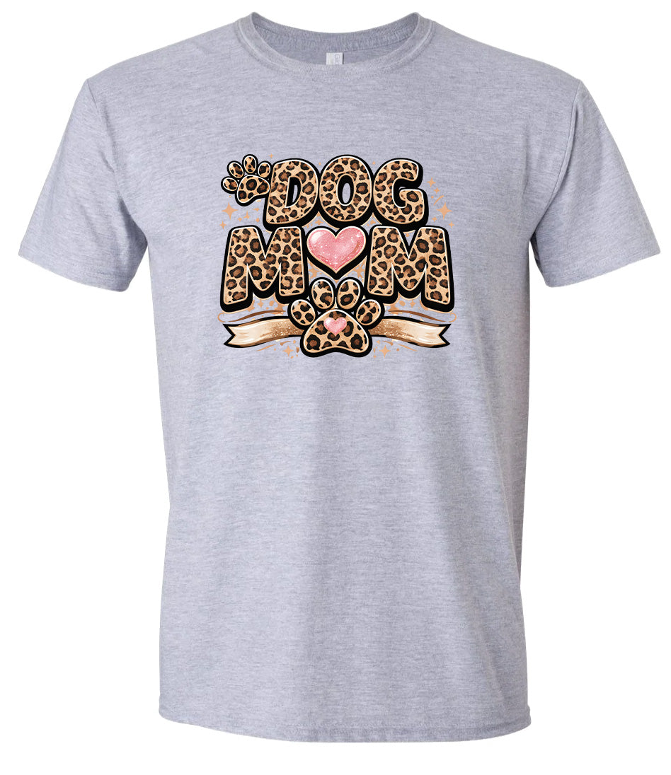 Leopard Print Dog Mom Adult Gildan Soft Shirt