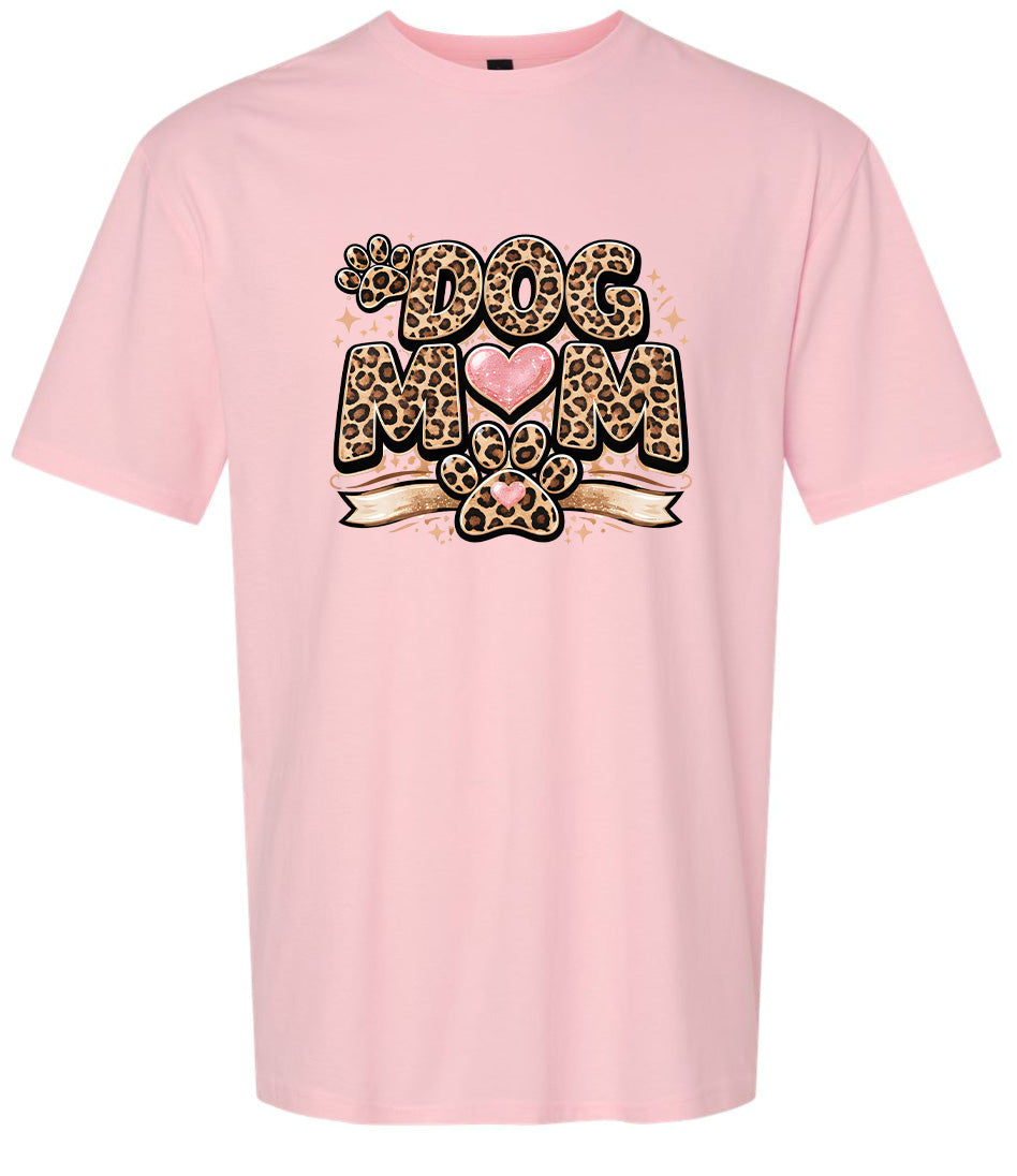 Leopard Print Dog Mom Adult Gildan Soft Shirt