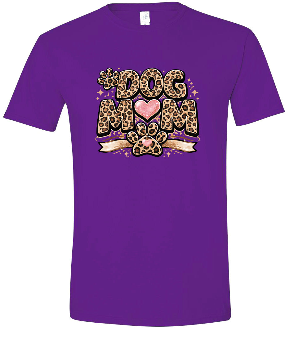 Leopard Print Dog Mom Adult Gildan Soft Shirt
