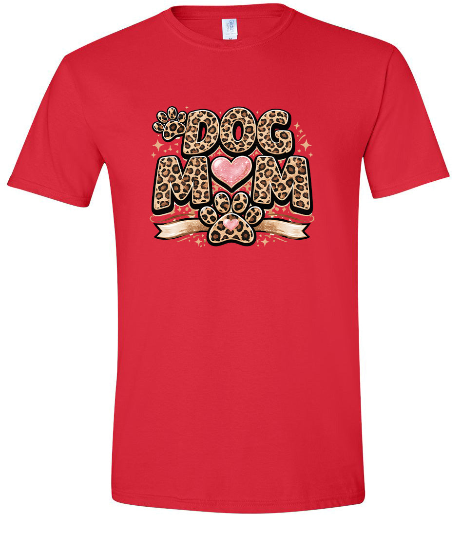 Leopard Print Dog Mom Adult Gildan Soft Shirt