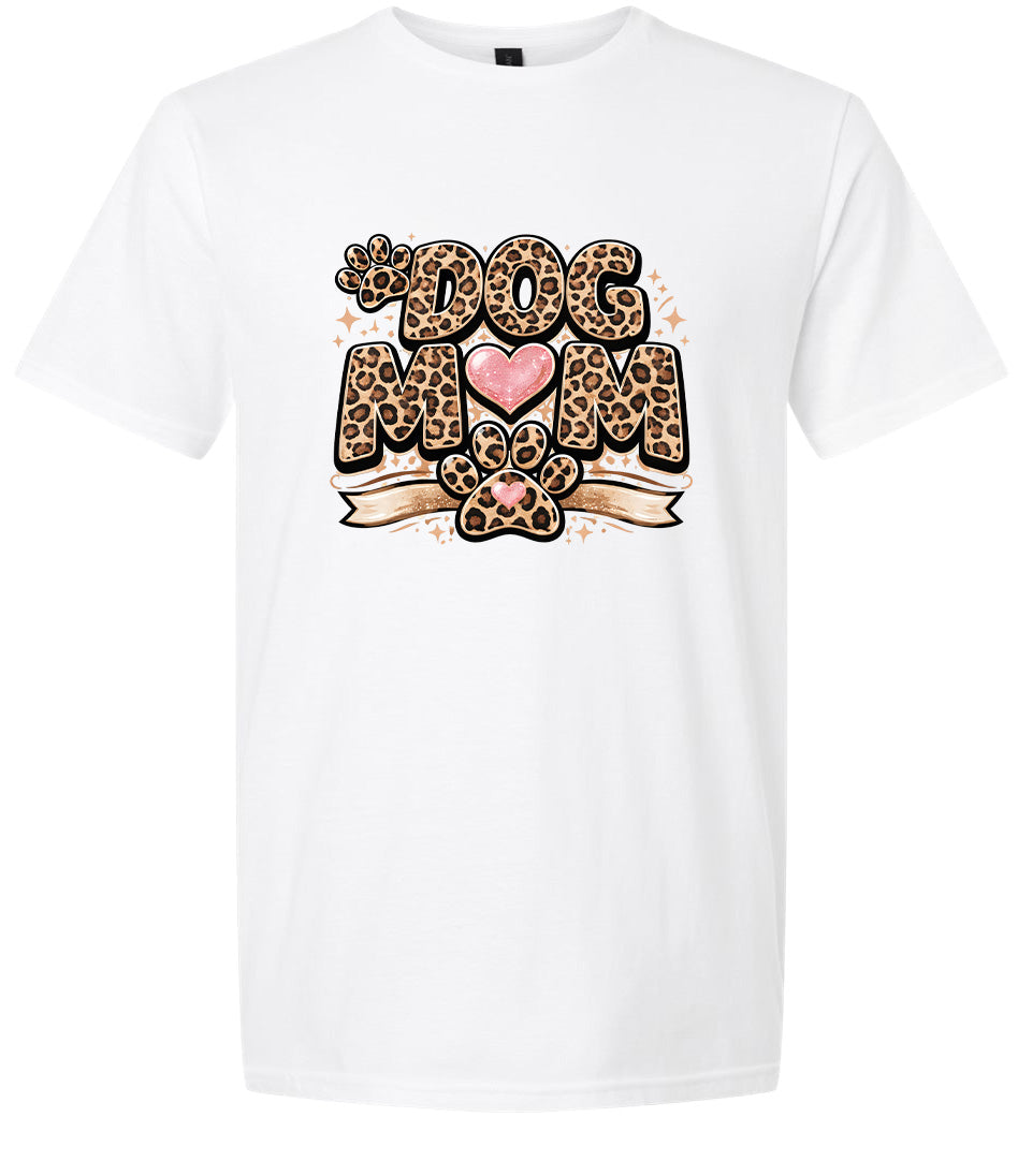 Leopard Print Dog Mom Adult Gildan Soft Shirt