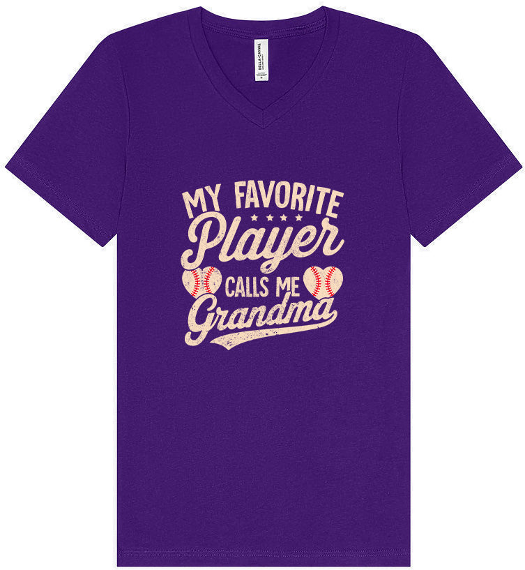 My Favorite Baseball Player Calls Me Grandma Unisex V-Neck Shirt