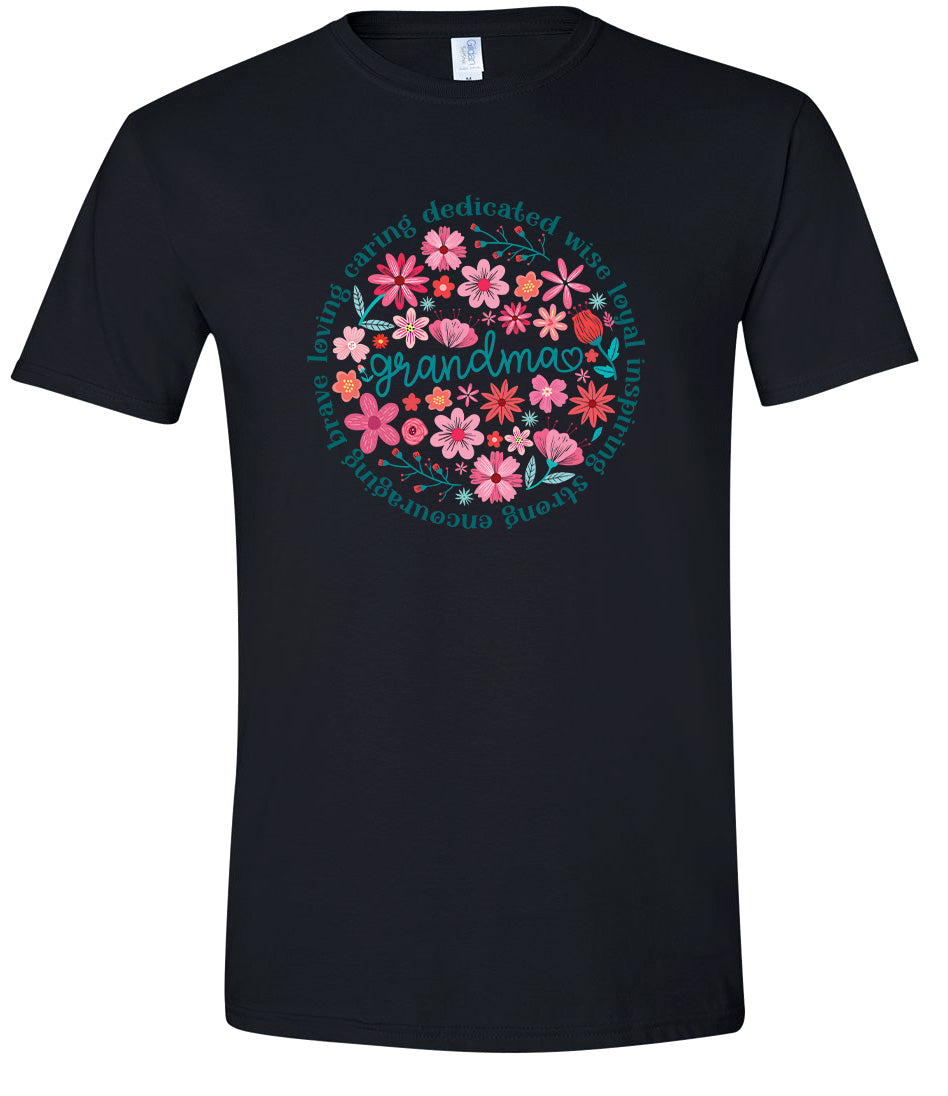 Flowers for Grandma Adult Gildan Soft Shirt