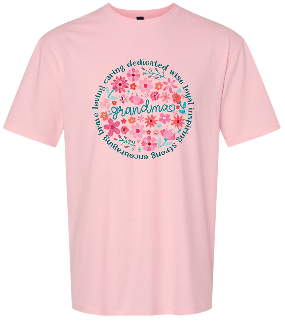 Flowers for Grandma Adult Gildan Soft Shirt