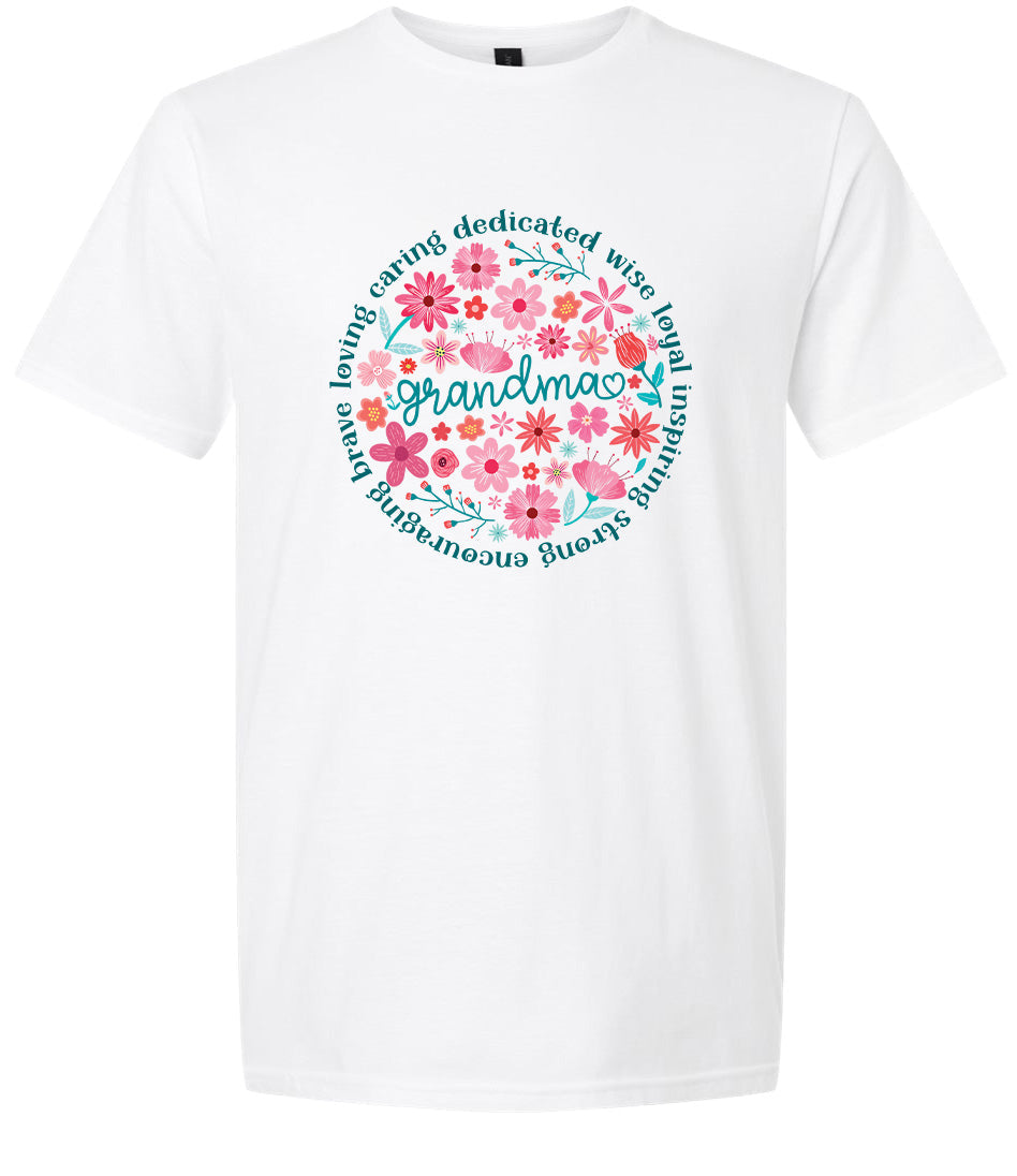 Flowers for Grandma Adult Gildan Soft Shirt