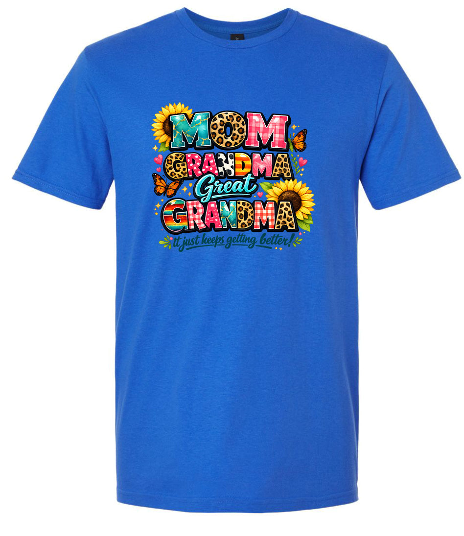 Mom, Grandma, Great Grandma Adult Gildan Soft Shirt