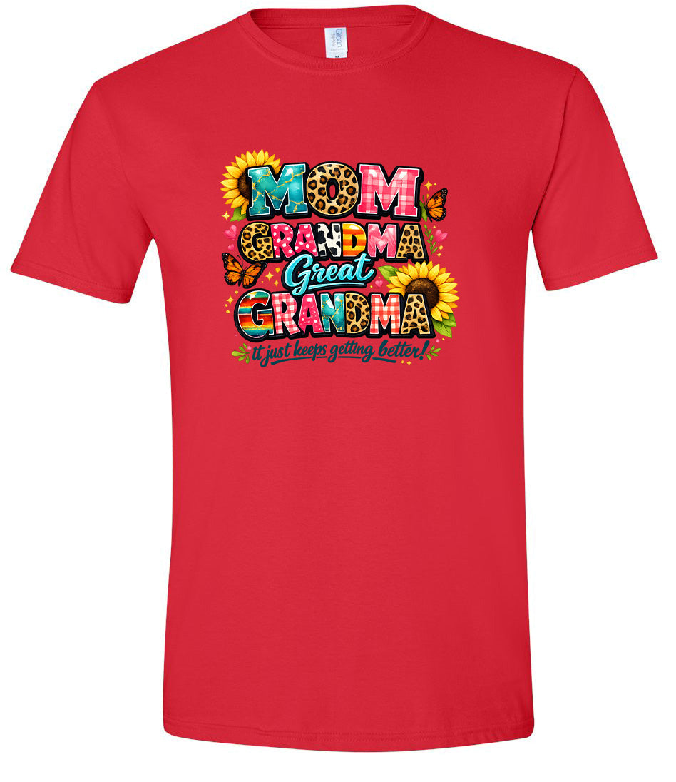 Mom, Grandma, Great Grandma Adult Gildan Soft Shirt