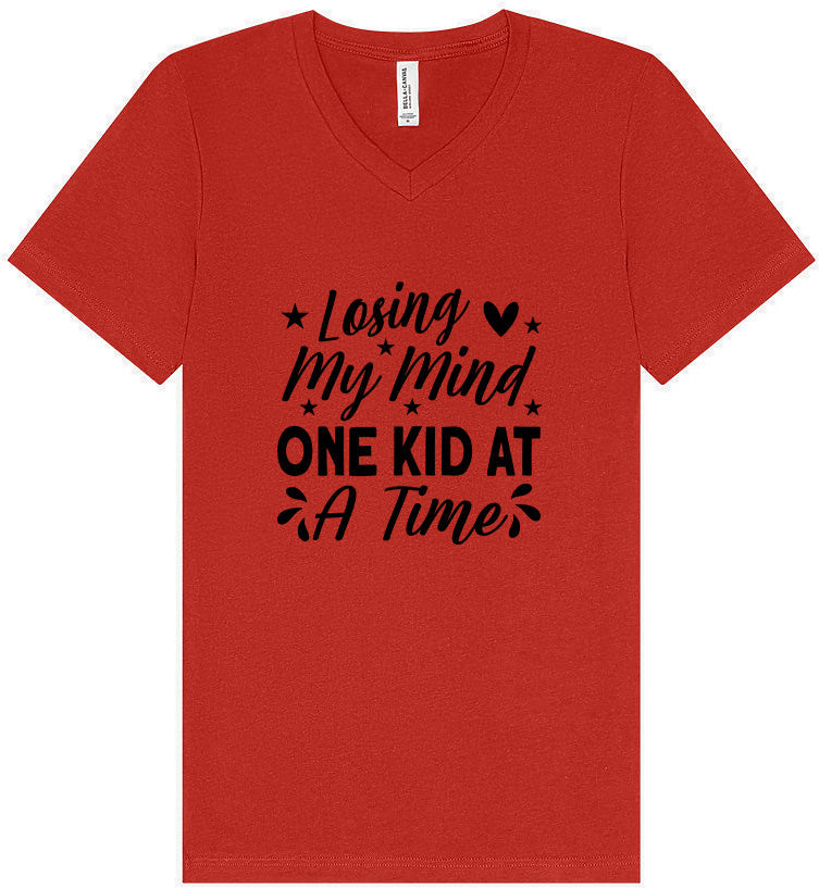 Losing My Mind One Kid at a Time Unisex V-Neck Shirt
