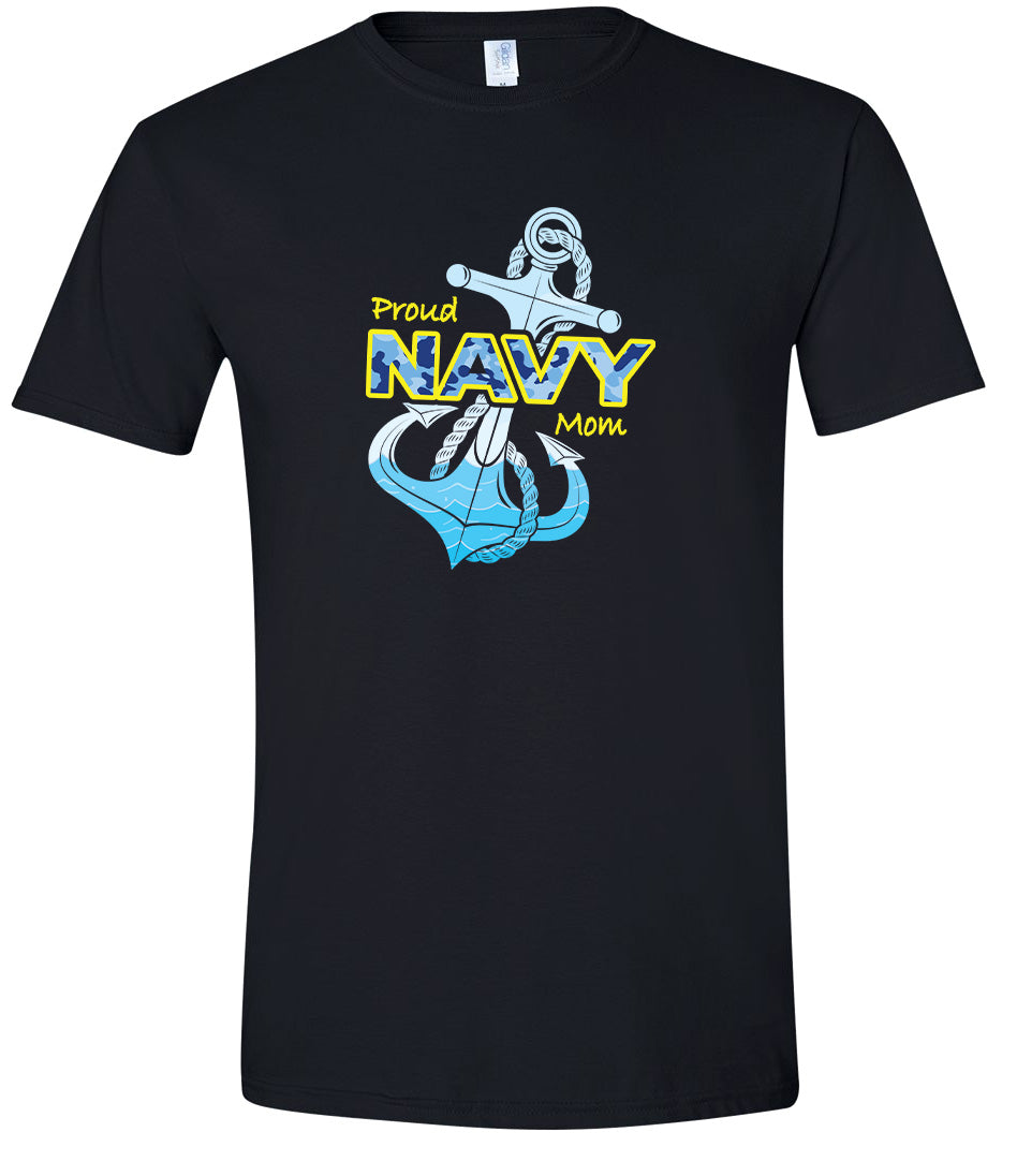 Proud Navy Mom Adult Gildan Soft Shirt