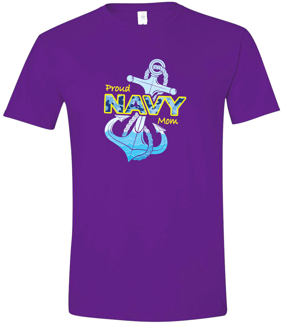 Proud Navy Mom Adult Gildan Soft Shirt