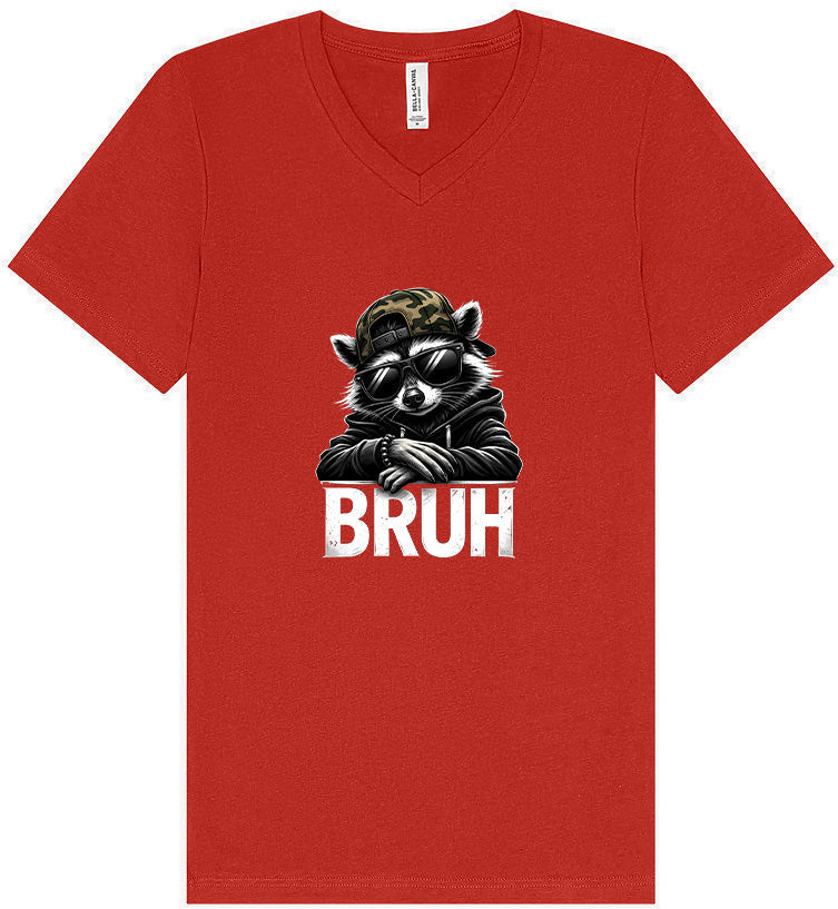 Bruh Raccoon Unisex V-Neck Shirt