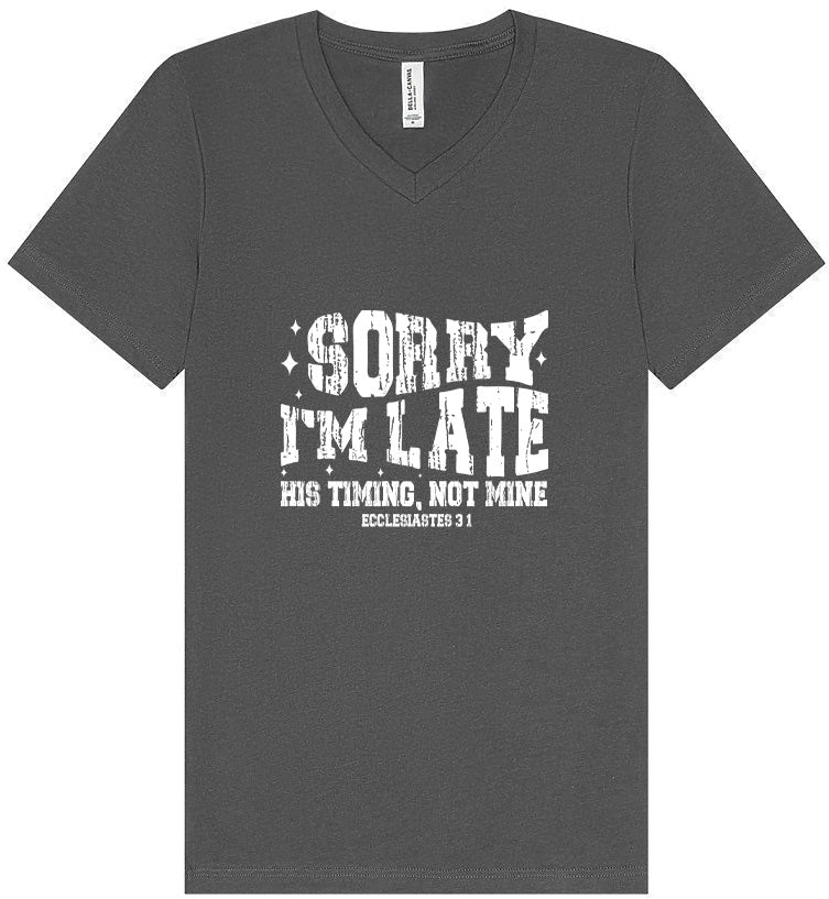 His Timing, Not Mine Unisex V-Neck Shirt