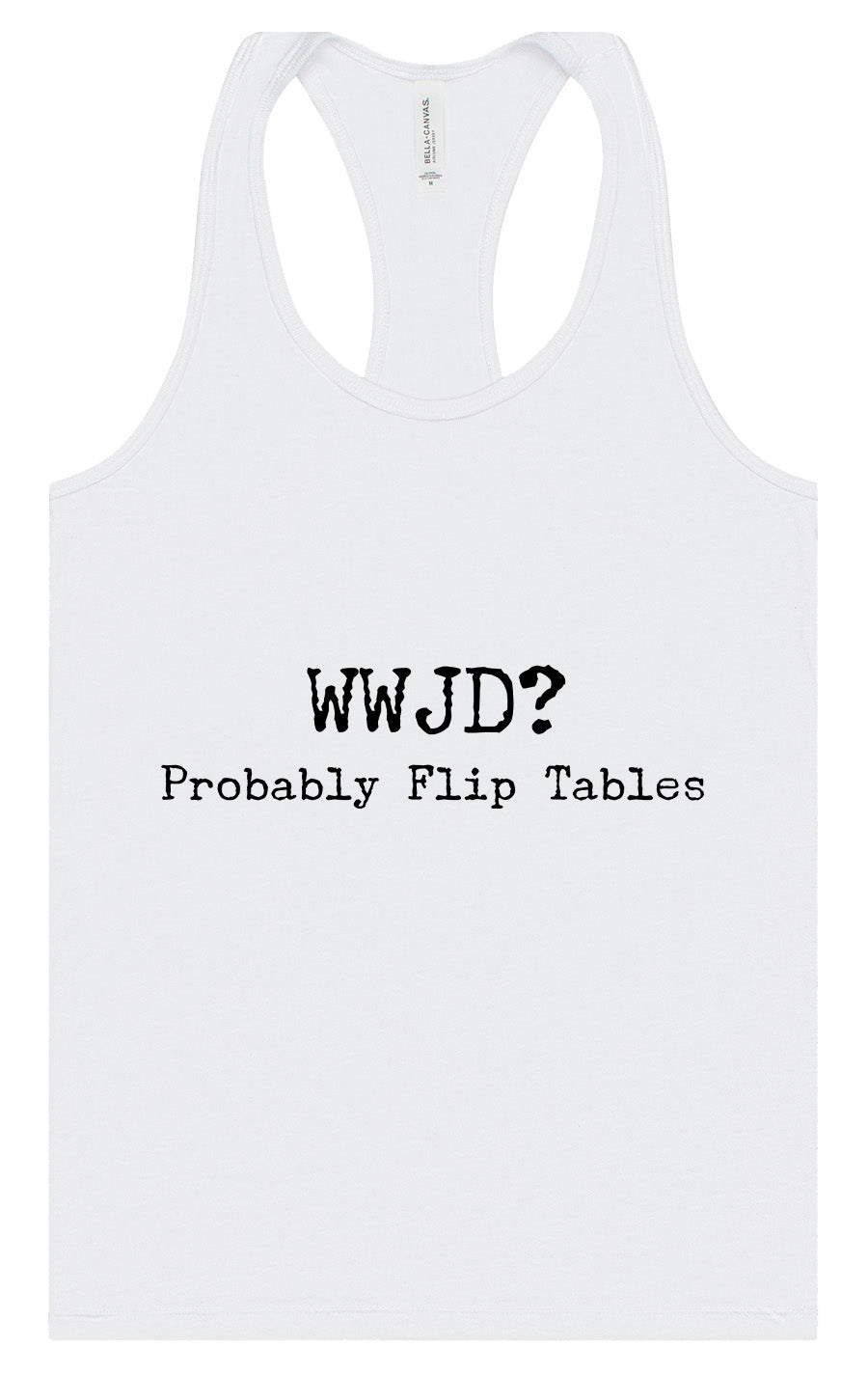 WWJD? Women's Racerback Tank