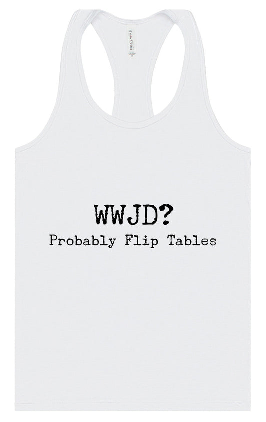 WWJD? Women's Racerback Tank