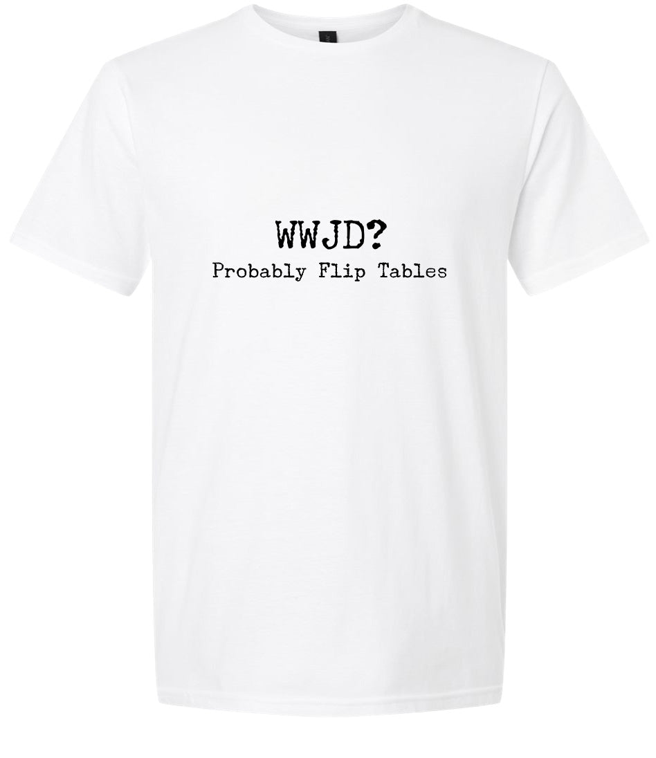 WWJD? Adult Gildan Soft Shirt