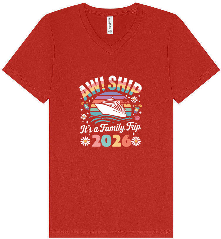 Aw Ship Family Trip 2026 Unisex V-Neck Shirt