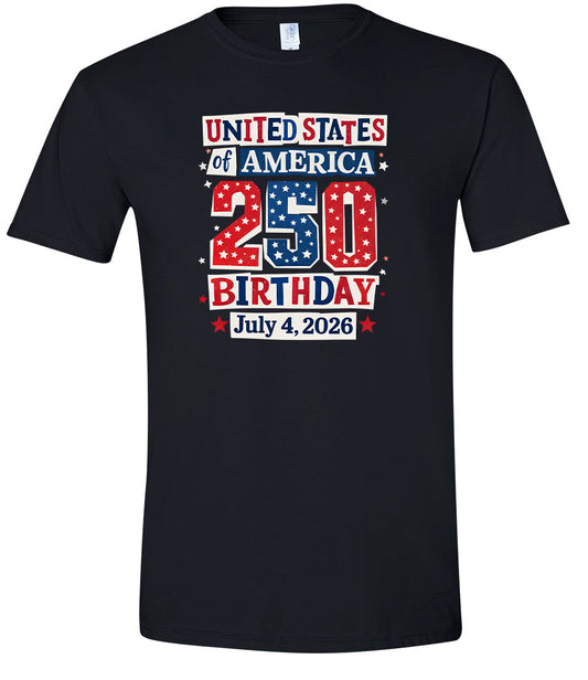 USA 250th Birthday Adult Gildan Soft Shirt