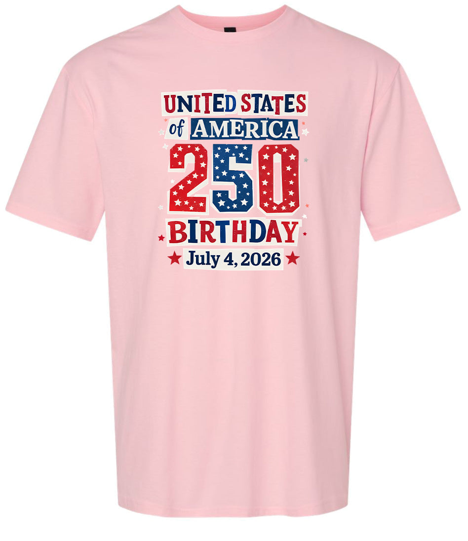 USA 250th Birthday Adult Gildan Soft Shirt