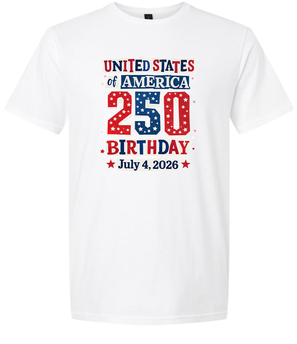 USA 250th Birthday Adult Gildan Soft Shirt
