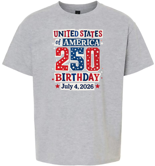 USA 250th Birthday Children's Gildan Soft Shirt