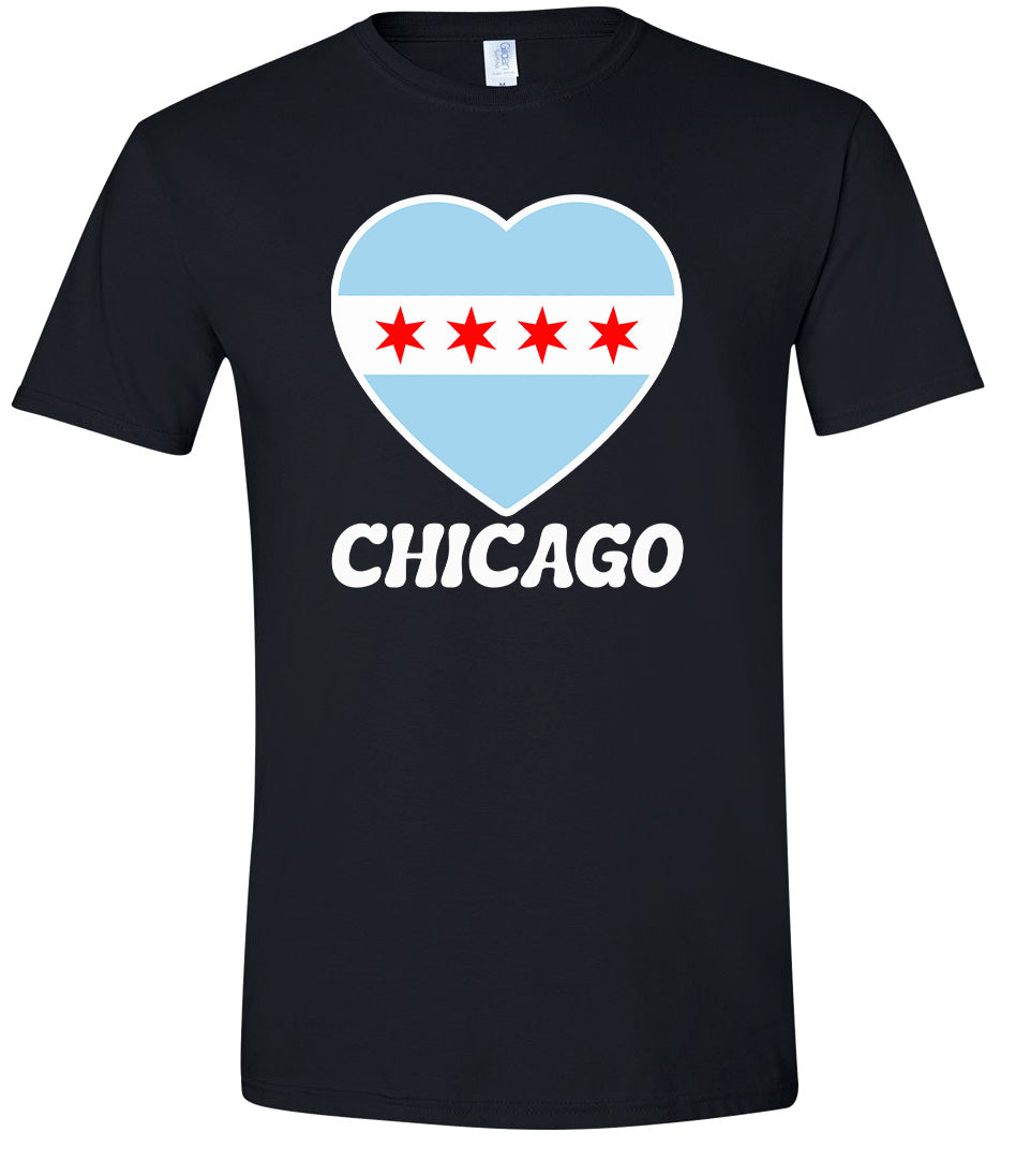 Chicago Heart Flag Adult Gildan Soft Shirt