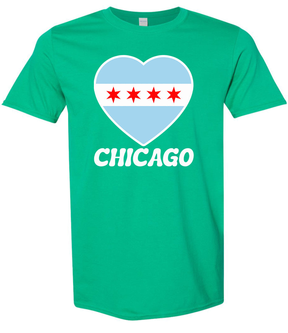 Chicago Heart Flag Adult Gildan Soft Shirt