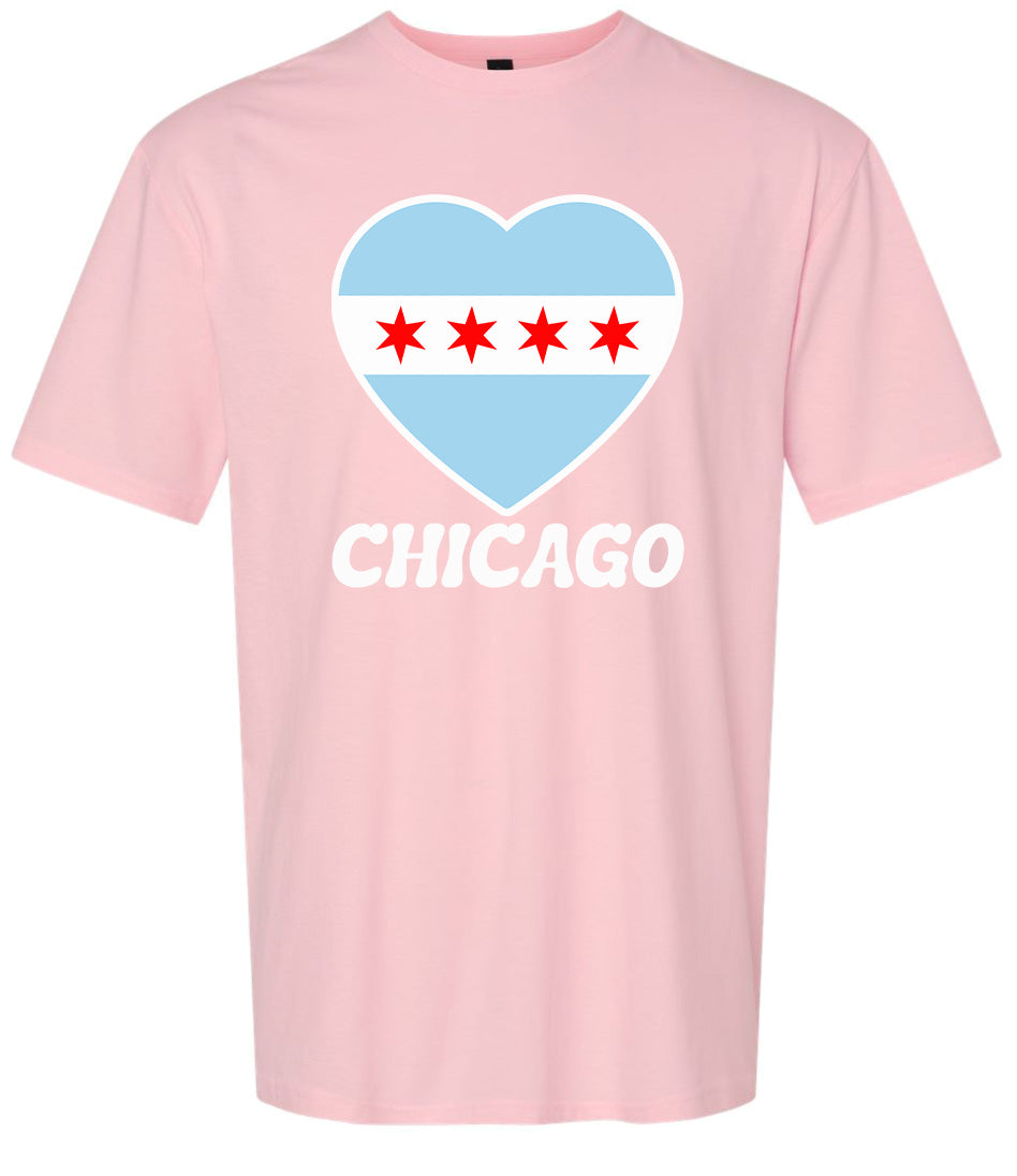 Chicago Heart Flag Adult Gildan Soft Shirt