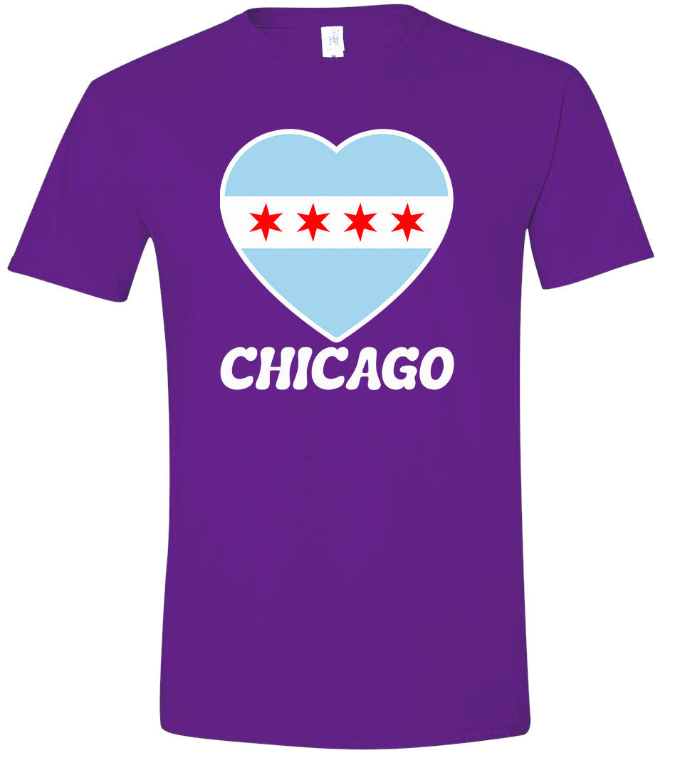 Chicago Heart Flag Adult Gildan Soft Shirt
