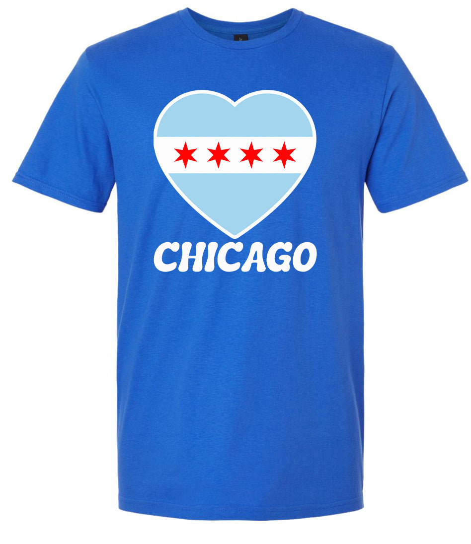 Chicago Heart Flag Adult Gildan Soft Shirt